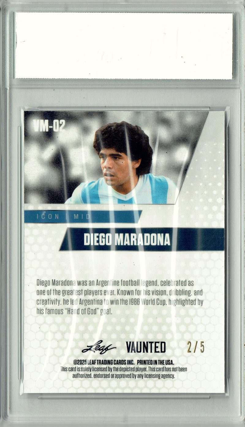 Certified Mint+ Diego Maradona 2025 Leaf Vaunted Metal #VM-02 Green 5 Made Rare Card Argentina