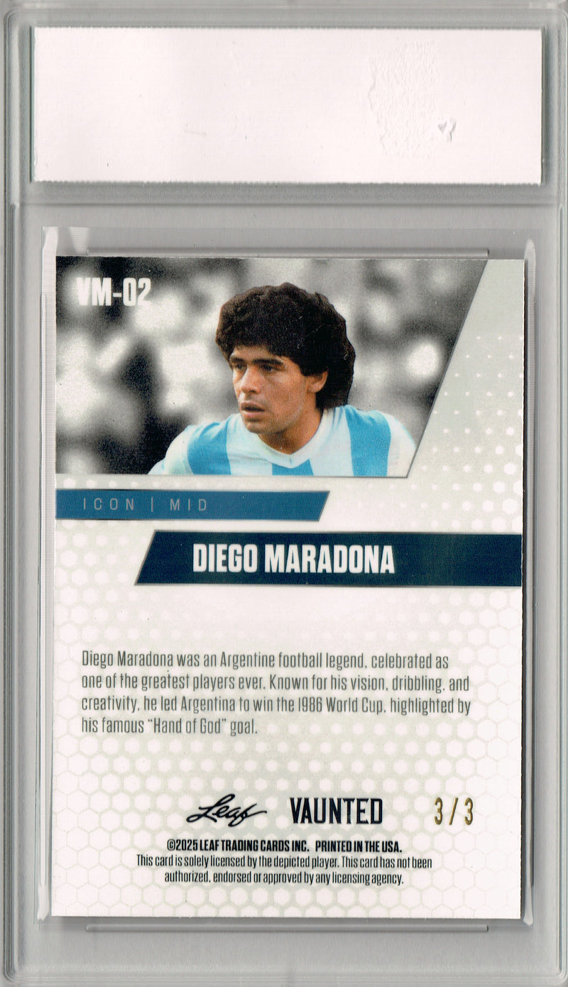 Certified Mint+ Diego Maradona 2025 Leaf Vaunted Metal #VM-02 Orange 3 Made Rare Card Argentina