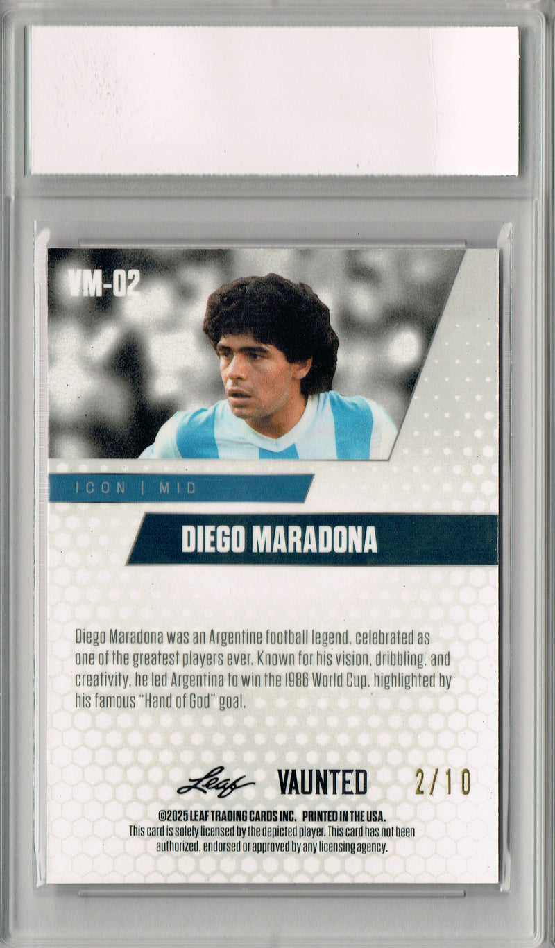 Diego Maradona 2025 Leaf Vaunted Metal #VM-02 Pink 10 Made Rare Card PGI 10