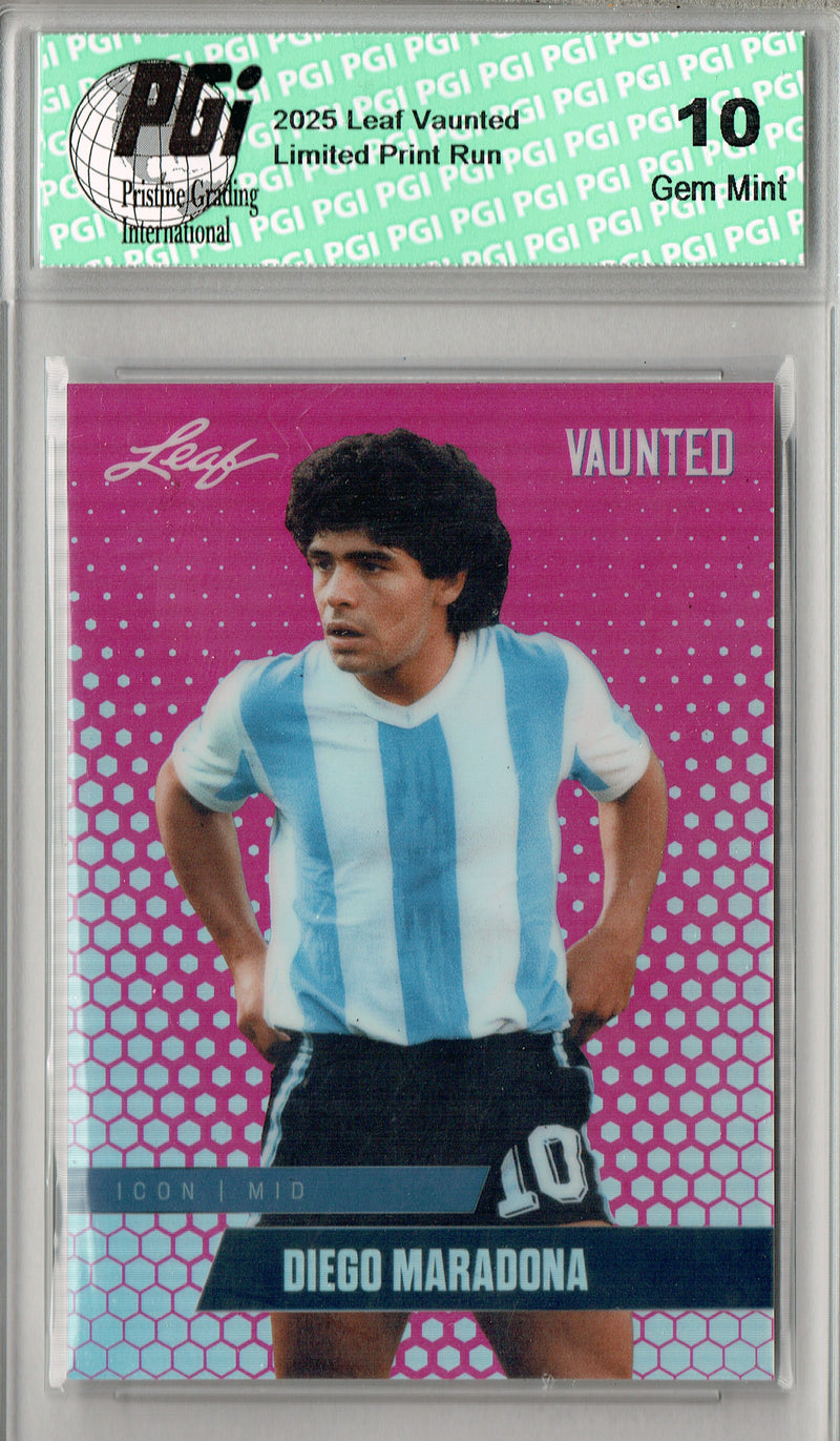 Diego Maradona 2025 Leaf Vaunted Metal #VM-02 Pink 10 Made Rare Card PGI 10