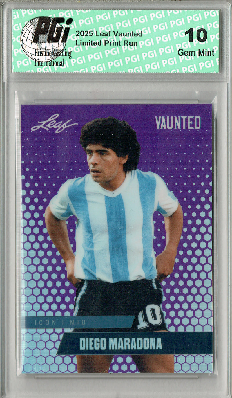 Diego Maradona 2025 Leaf Vaunted Metal #VM-02 Purple 15 Made Rare Card PGI 10