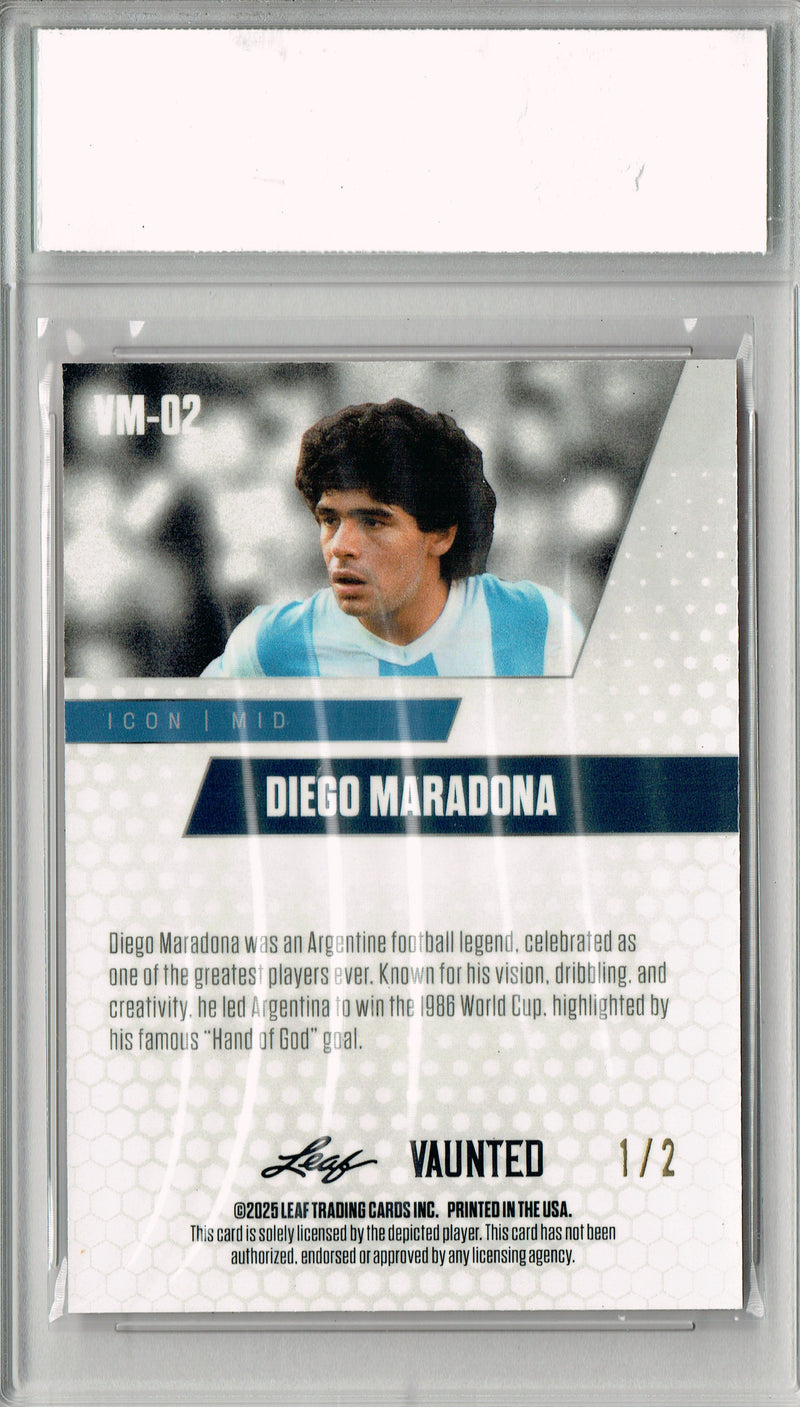 Diego Maradona 2025 Leaf Vaunted Metal #VM-02 Red #1 of 2 Made Rare Card PGI 10