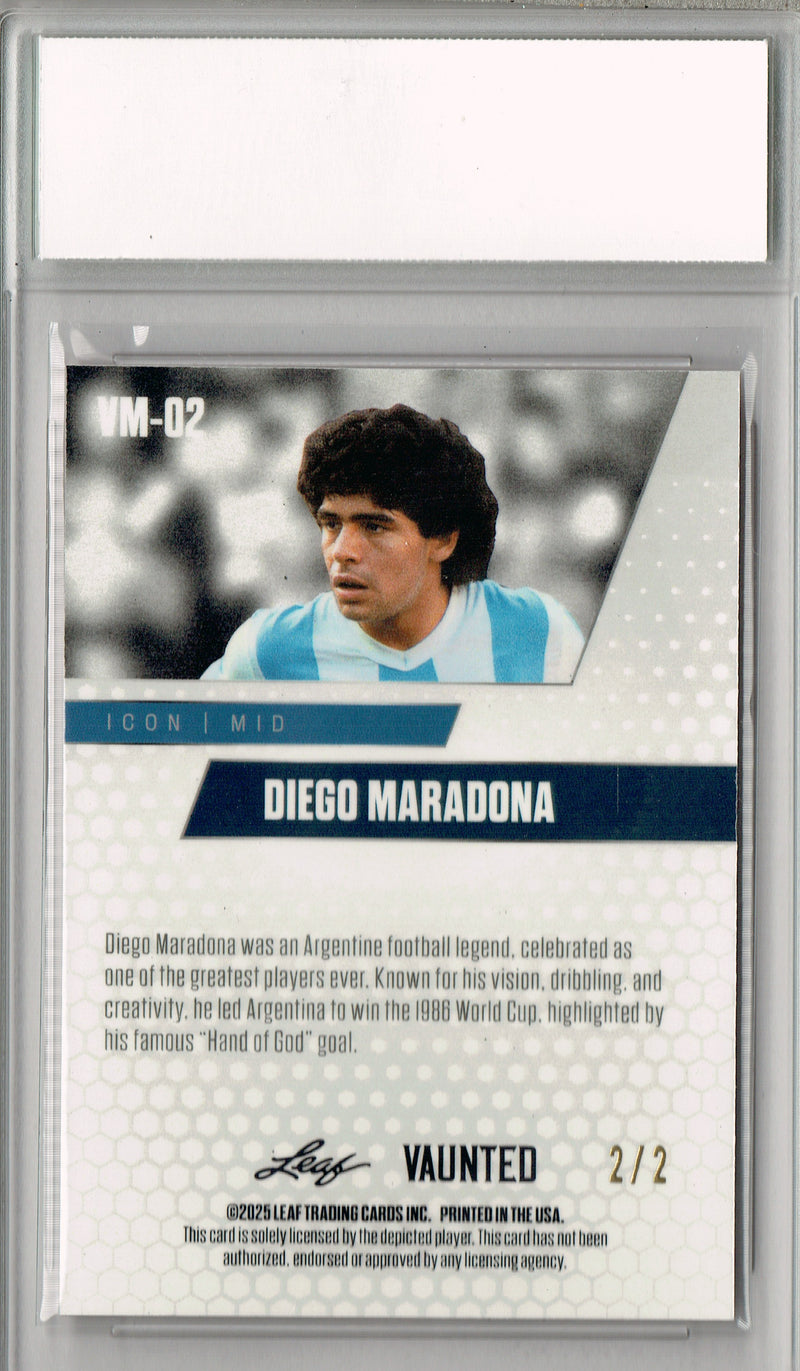 Certified Mint+ Diego Maradona 2025 Leaf Vaunted Metal #VM-02 Red #2 of 2 Made Rare Card Argentina