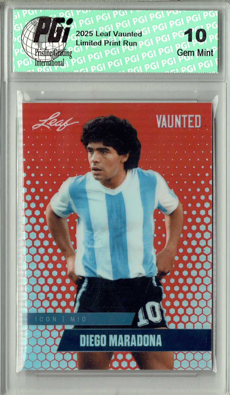 Diego Maradona 2025 Leaf Vaunted Metal #VM-02 Red #1 of 2 Made Rare Card PGI 10