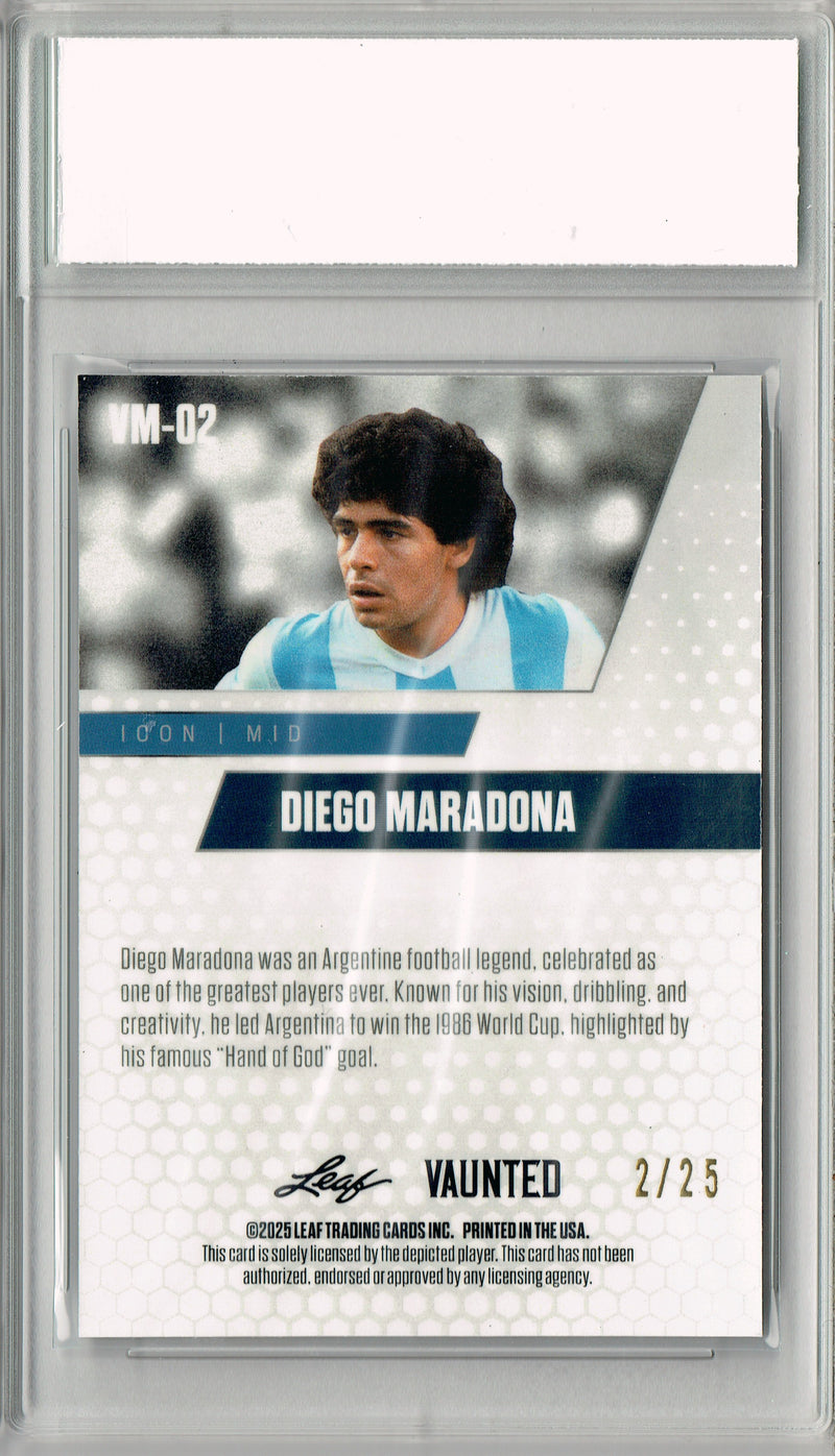 Diego Maradona 2025 Leaf Vaunted Metal #VM-02 Silver 25 Made Rare Card PGI 10