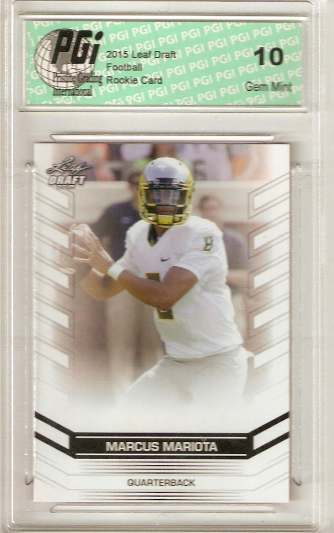 Marcus Mariota Rookie Card Tennessee PGI 10 Gem Mint Football Trading Card 2015 Leaf Draft #03
