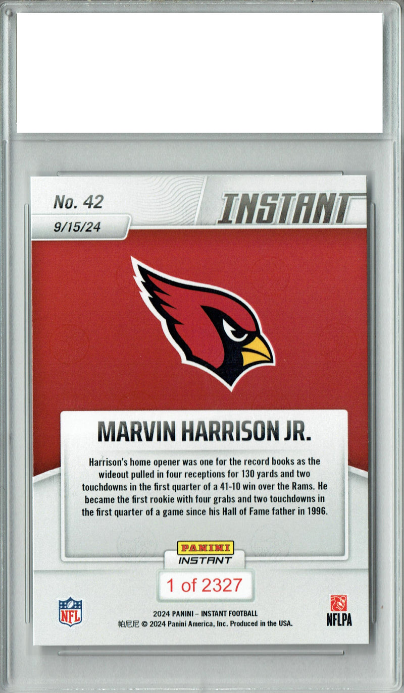 Certified Mint+ Marvin Harrison Jr. 2024 Panini Instant #42 Only 2327 Made Rookie Card Arizona Cardinals