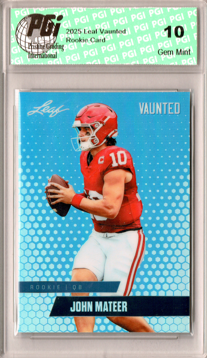 John Mateer Rookie Card 2025 Leaf Vaunted #VM-09 1/1 White Shimmer, PGI 10, Oklahoma Sooner