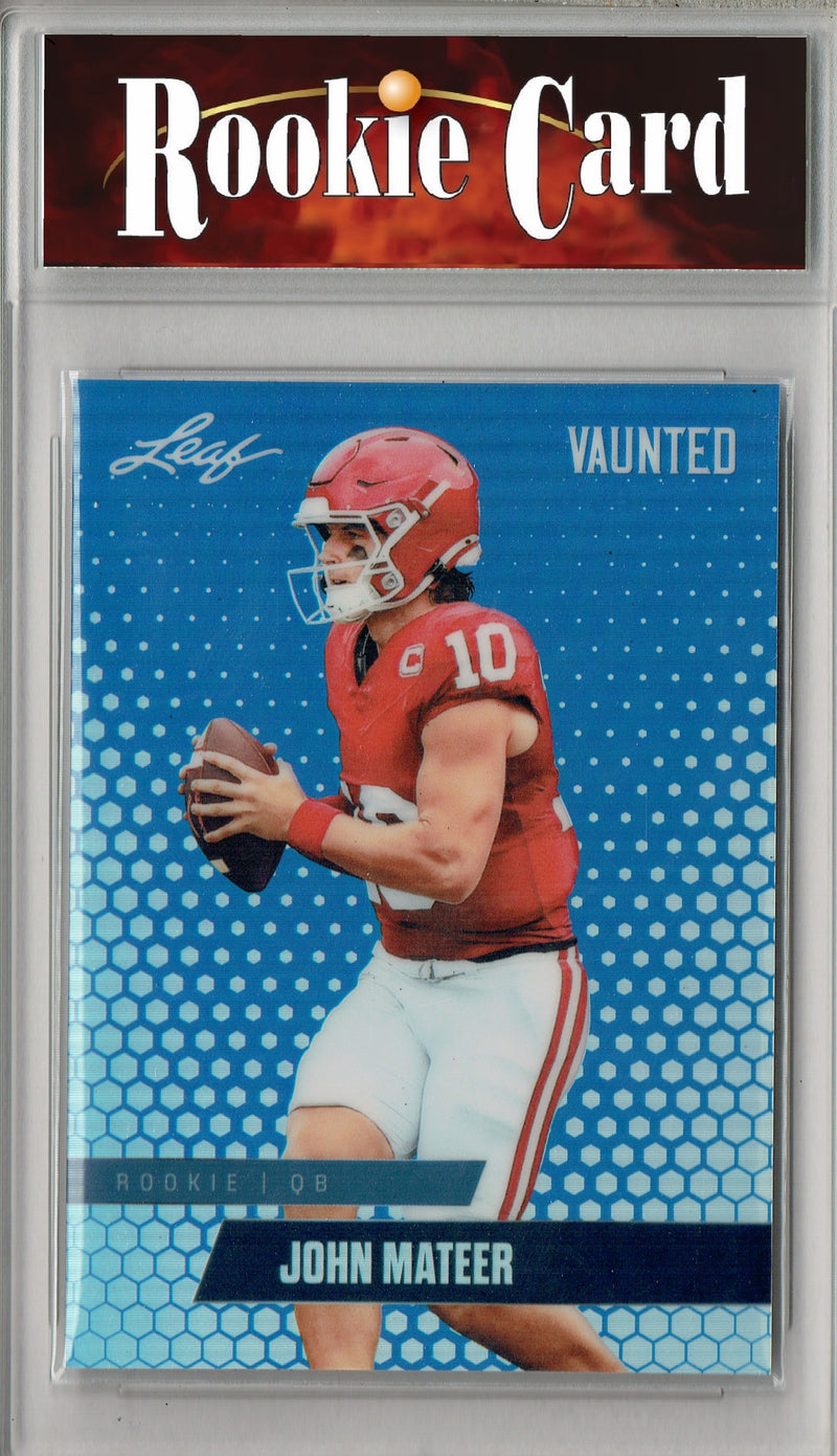 John Mateer Rookie Card Oklahoma Football Trading Card 2025 Leaf Vaunted Metal #VM-09 Blue 20 Made  Certified Mint+