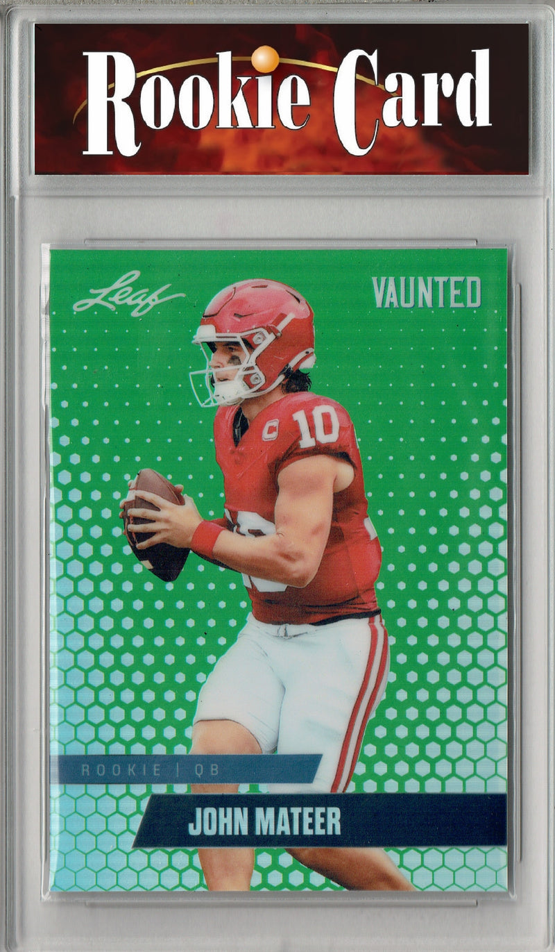 John Mateer Rookie Card Oklahoma Football Trading Card 2025 Leaf Vaunted Metal #VM-09 Green 5 Made  Certified Mint+