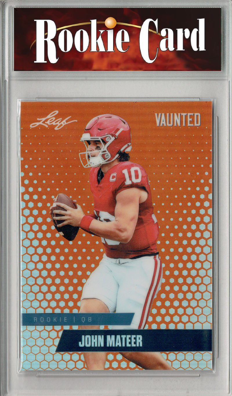 John Mateer Rookie Card Oklahoma Football Trading Card 2025 Leaf Vaunted Metal #VM-09 Orange 3 Made  Certified Mint+
