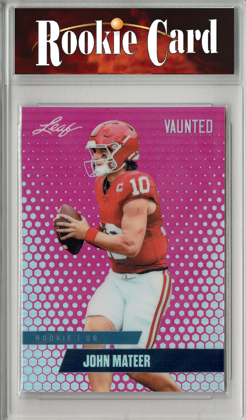 John Mateer Rookie Card Oklahoma Football Trading Card 2025 Leaf Vaunted Metal #VM-09 Pink 10 Made  Certified Mint+