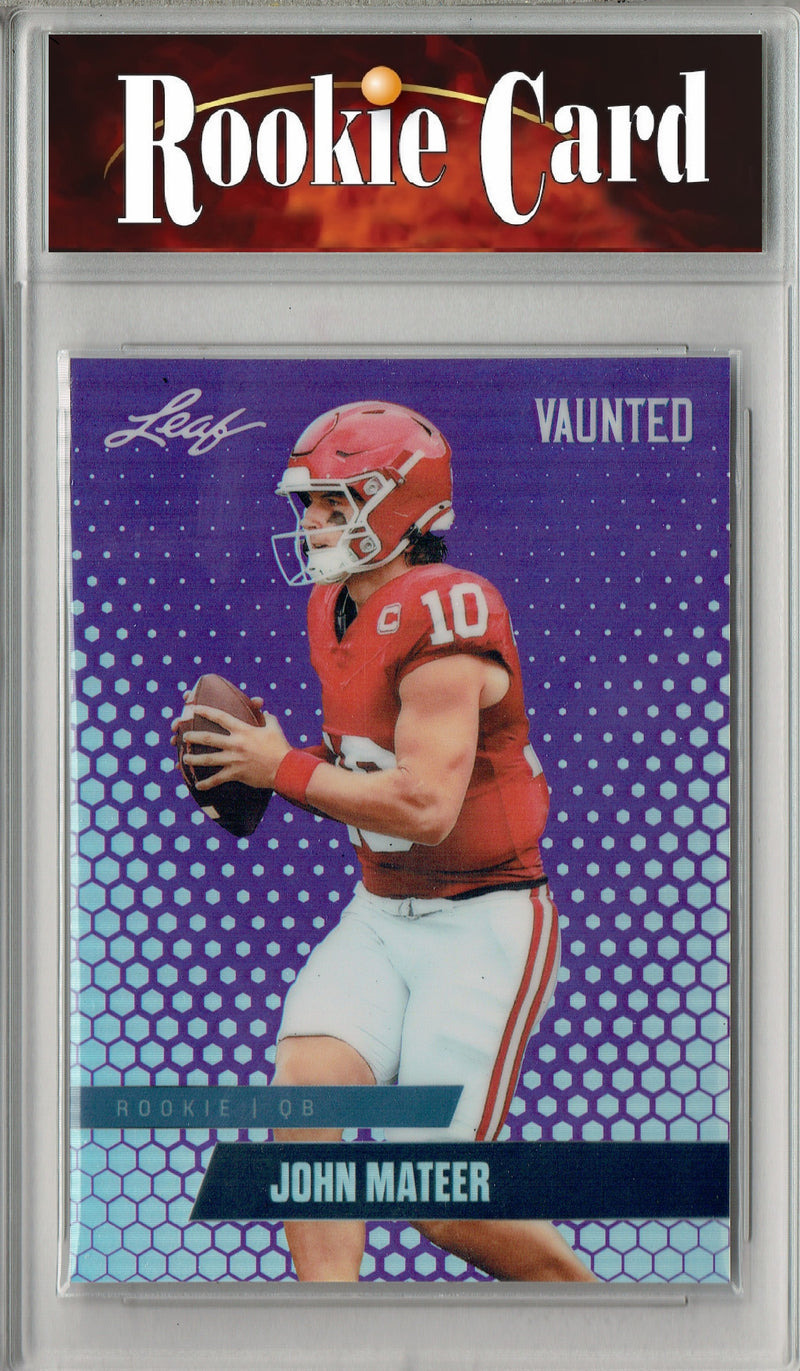 John Mateer Rookie Card Oklahoma Football Trading Card 2025 Leaf Vaunted Metal #VM-09 Purple 15 Made  Certified Mint+