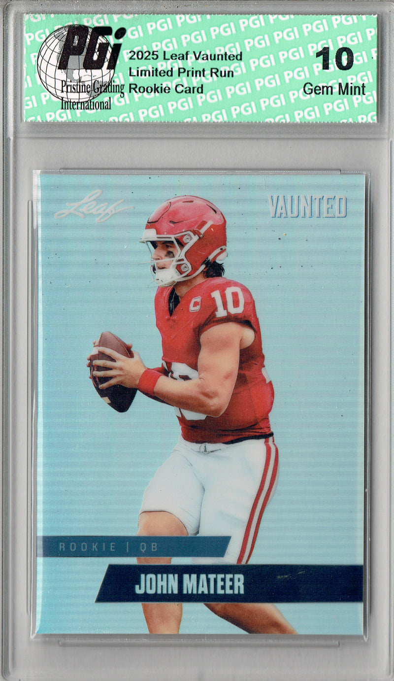 John Mateer Rookie Card Oklahoma PGI 10 Football Trading Card 2025 Leaf Vaunted Metal #VM-09 Silver 25 Made