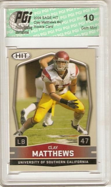 Clay Matthews 2009 Sage Hit #47 Rookie Card PGI 10