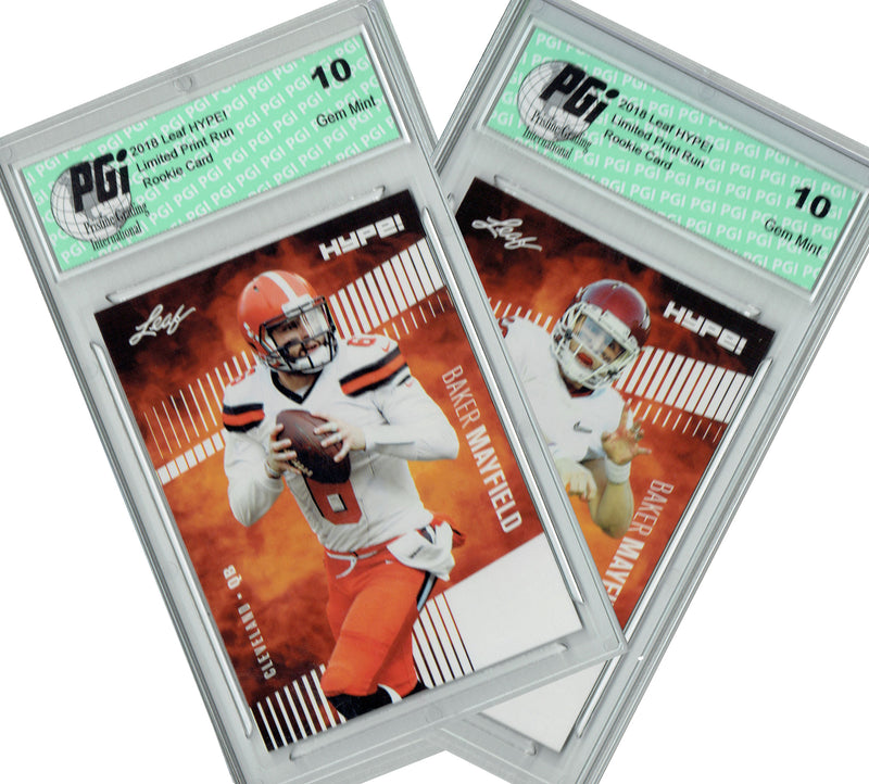 Baker Mayfield Rookie Card Cleveland PGI 10 Gem Mint Football Trading Card 2018 Leaf HYPE! #3 2 Card Lot