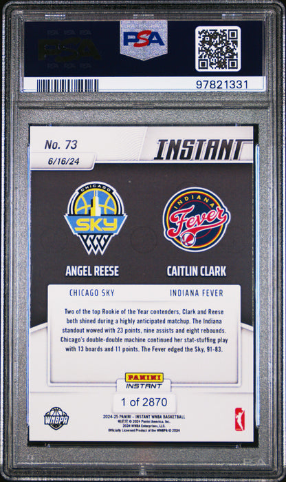 PSA 9 Caitlin Clark/Angel Reese 2024 Panini Instant #73 Rookie Card