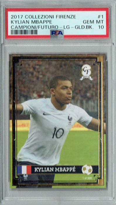 $ PSA 10 Kylian Mbappe 2017 Campioni Futuro #1 Rookie Card Large Gold Back 1/999