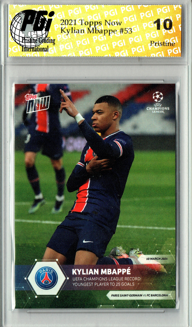 Kylian Mbappe 2021 Topps Now #53 PRISTINE Rare Trading Card PGI 10