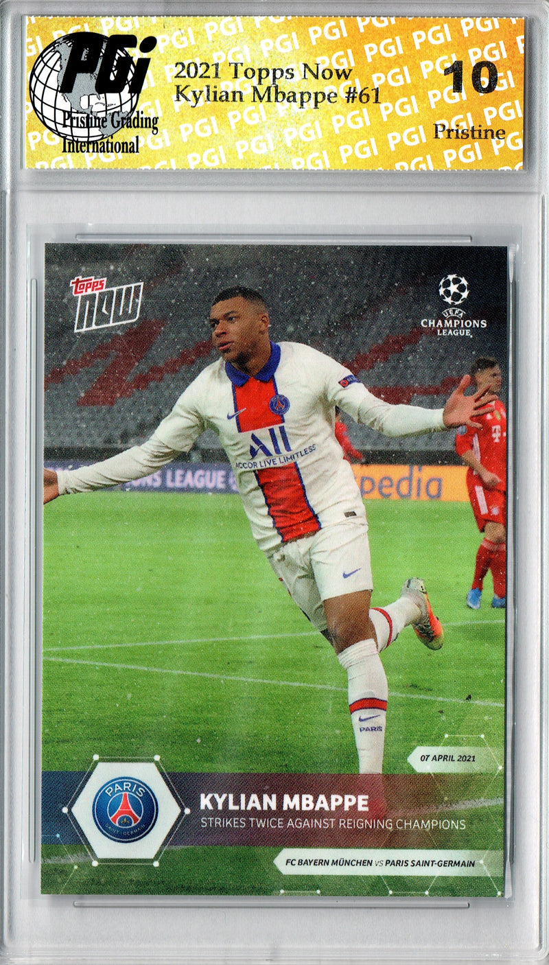 Kylian Mbappe 2021 Topps Now #61 PRISTINE Rare Trading Card PGI 10