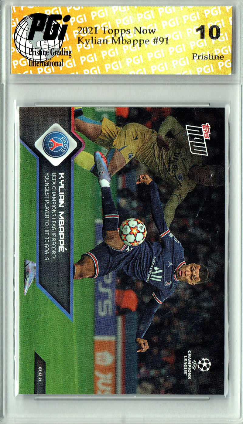 Kylian Mbappe 2021 Topps Now #91 PRISTINE Rare Trading Card PGI 10