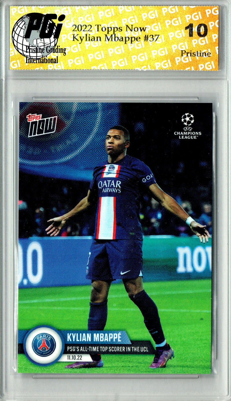 Kylian Mbappe 2022 Topps Now #37 PRISTINE Trading Card PGI 10