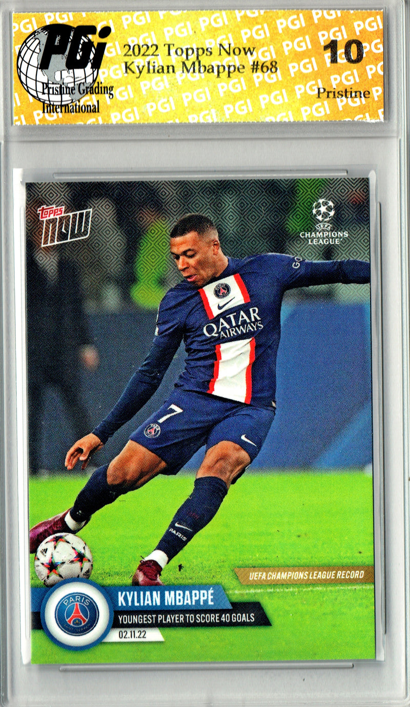 Kylian Mbappe 2022 Topps Now #68 PRISTINE Trading Card PGI 10