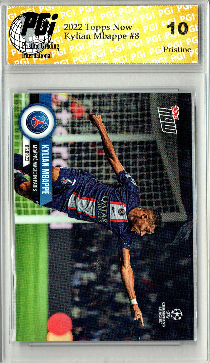 Kylian Mbappe 2022 Topps Now #8 PRISTINE Trading Card PGI 10