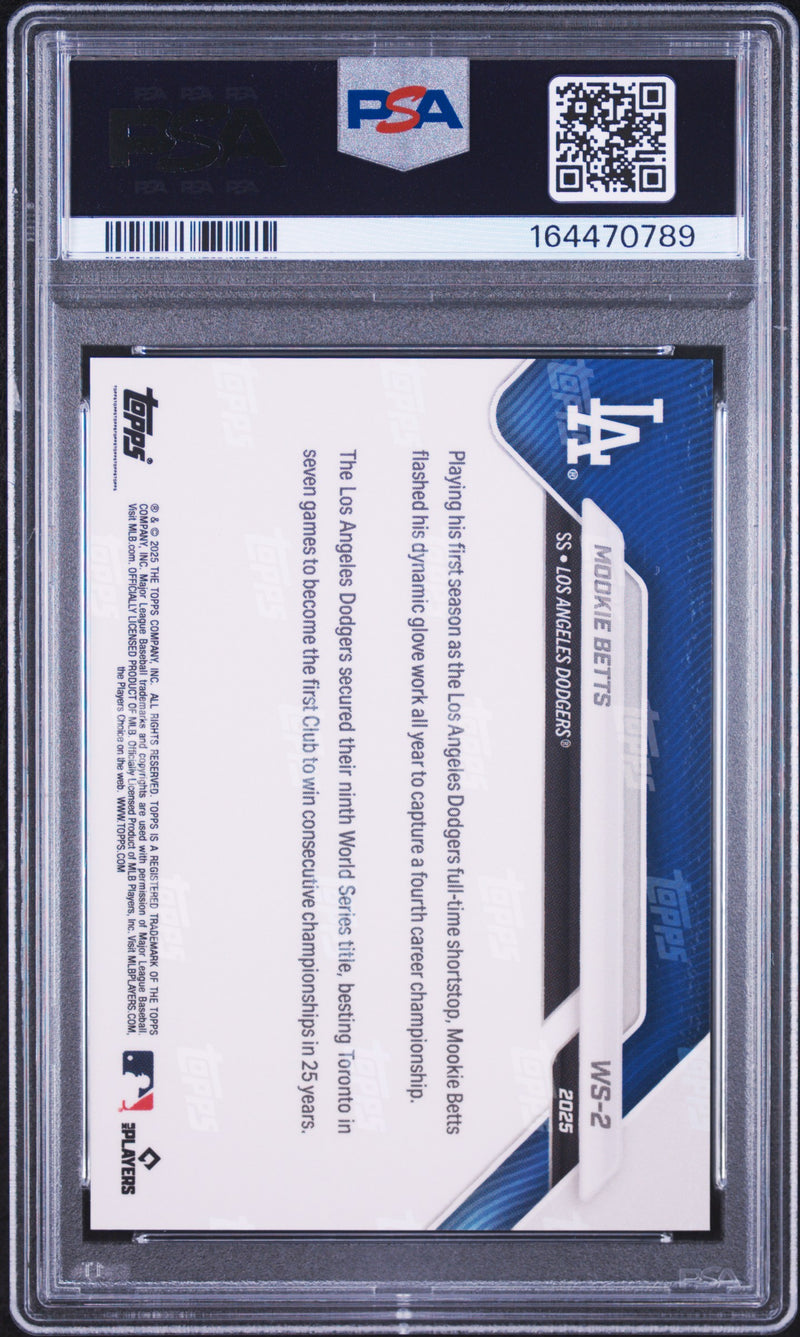 Mookie Betts Trading Card 2025 Topps Now #2 Platinum Member, PSA 10, Los Angeles Dodgers Baseball