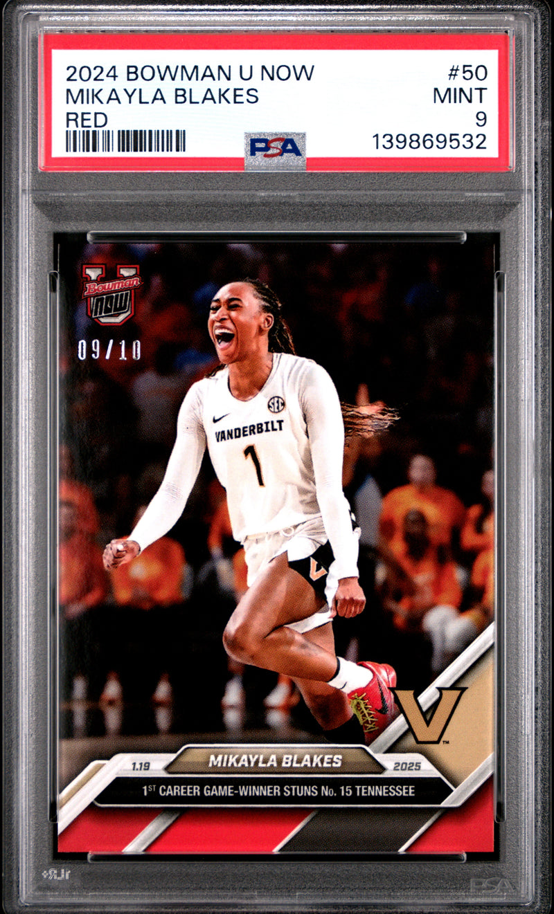 PSA 9 Mikayla Blakes 2024 Bowman University Now #50 Red #9/10 Rookie Card Vanderbilt