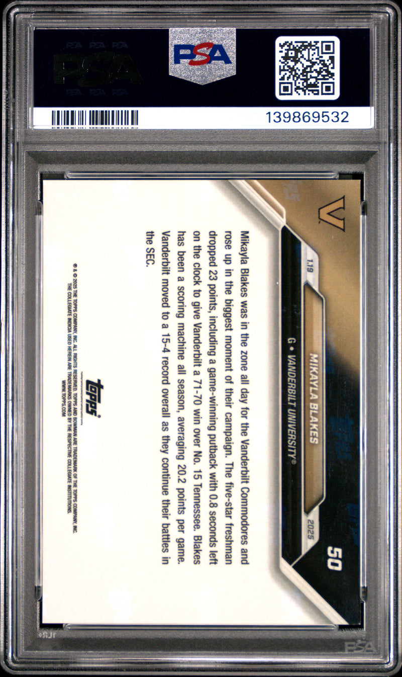 PSA 9 Mikayla Blakes 2024 Bowman University Now #50 Red #9/10 Rookie Card Vanderbilt