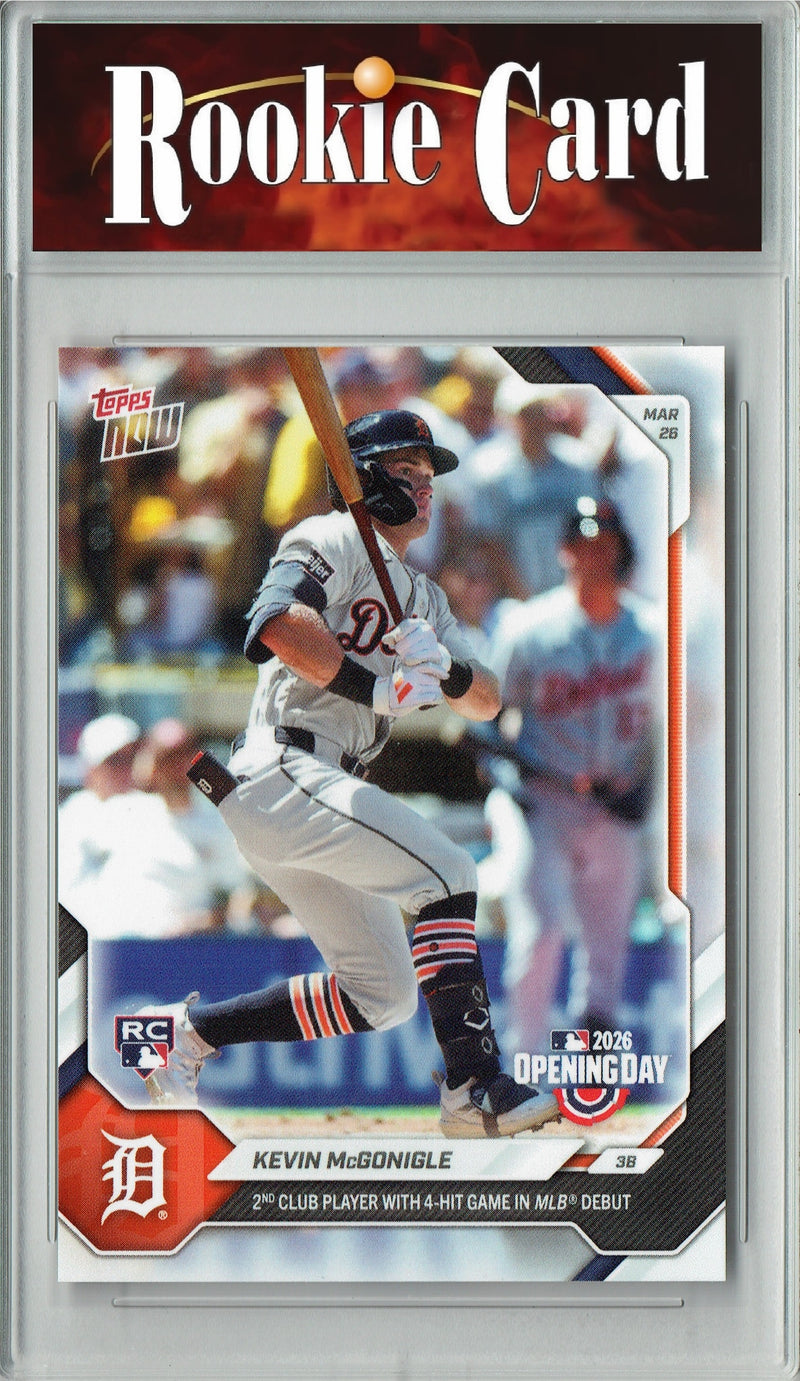 Certified Mint+ Kevin McGonigle 2026 Topps Now #7 4-Hit MLB Debut Rookie Card Detroit Tigers