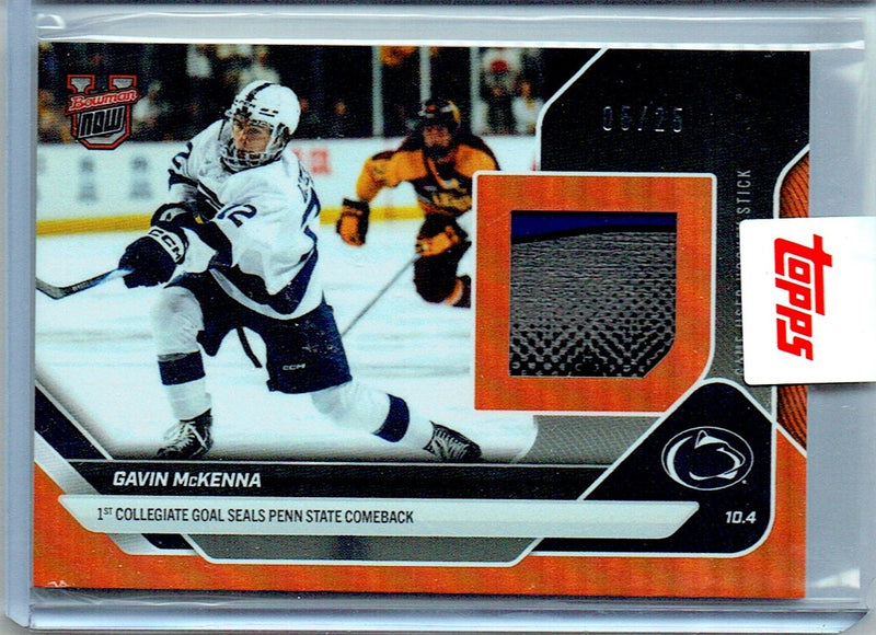 Gavin McKenna Rookie Card 2025 Bowman University Now #2A Orange SP Stick Relic #5/25, Mint Condition, Penn State 0