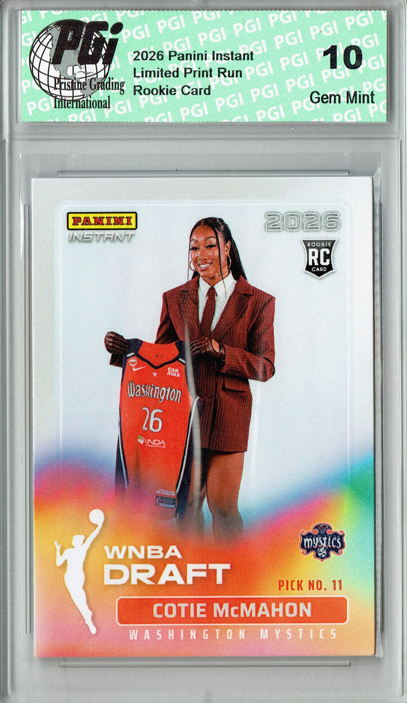 Cotie McMahon Rookie Card Washington Mystics 2026 WNBA Draft Night #DN-10 1 of 1643 PGI 10 Gem Mint Trading Card