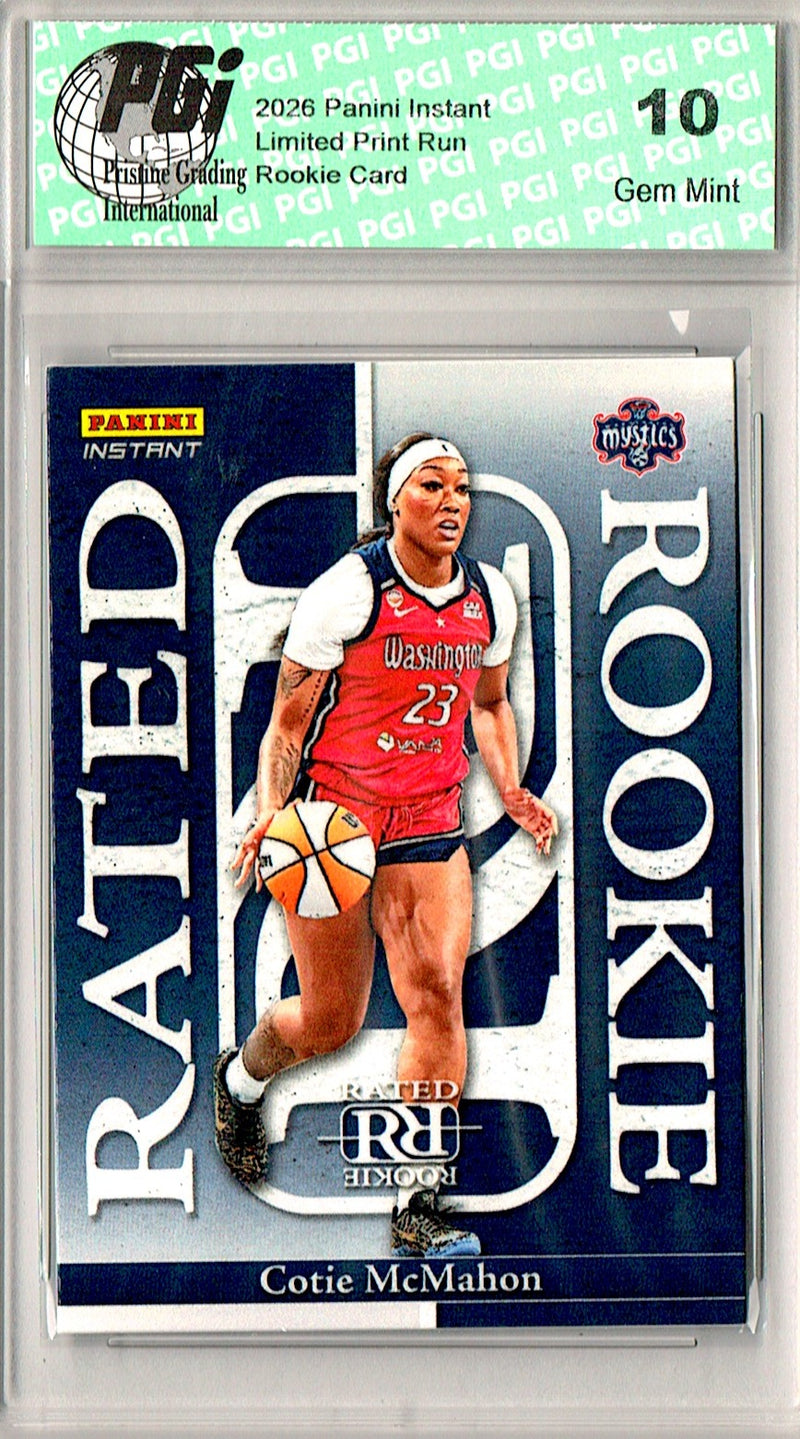 Cotie McMahon Rookie Card 2026 Panini Instant #RRR-19 Rated Rookie, PGI 10, Washington Mystics Basketball