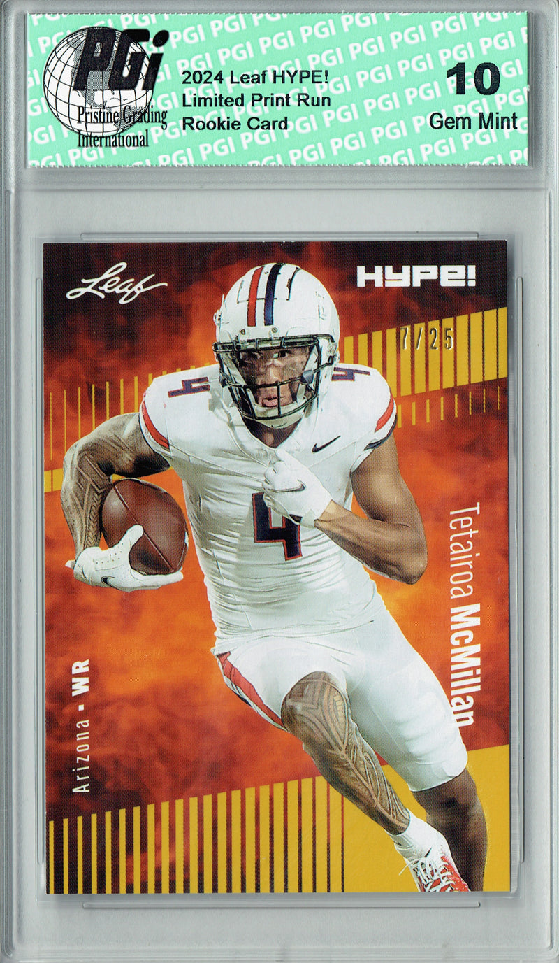 Tetairoa McMillan Rookie Card Carolina PGI 10 Gem Mint Football Trading Card 2024 Leaf HYPE! #171 Gold SP 25 Made