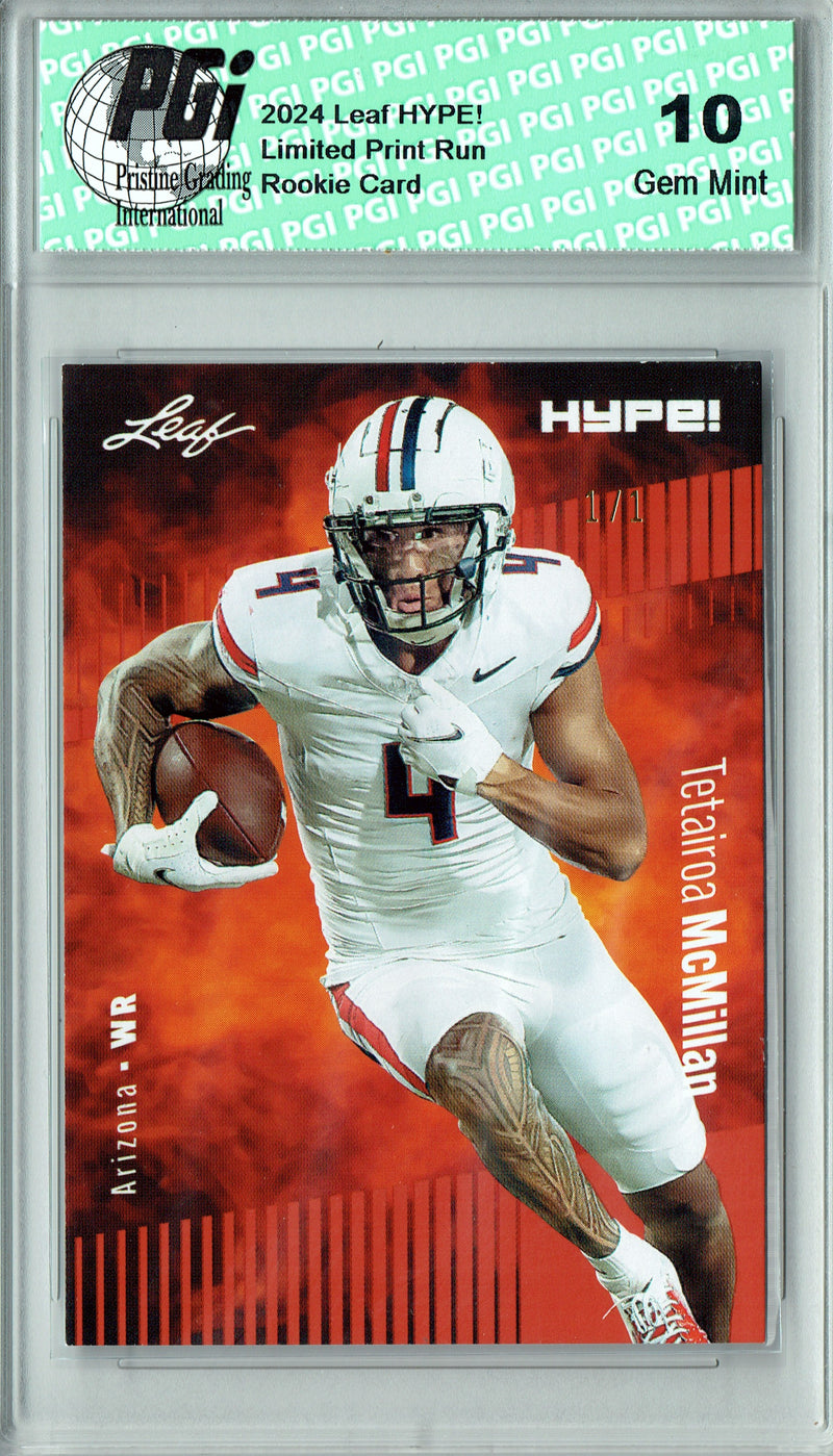 Tetairoa McMillan Rookie Card Carolina PGI 10 Gem Mint Football Trading Card 2024 Leaf HYPE! #171 Masterpiece 1 of 1
