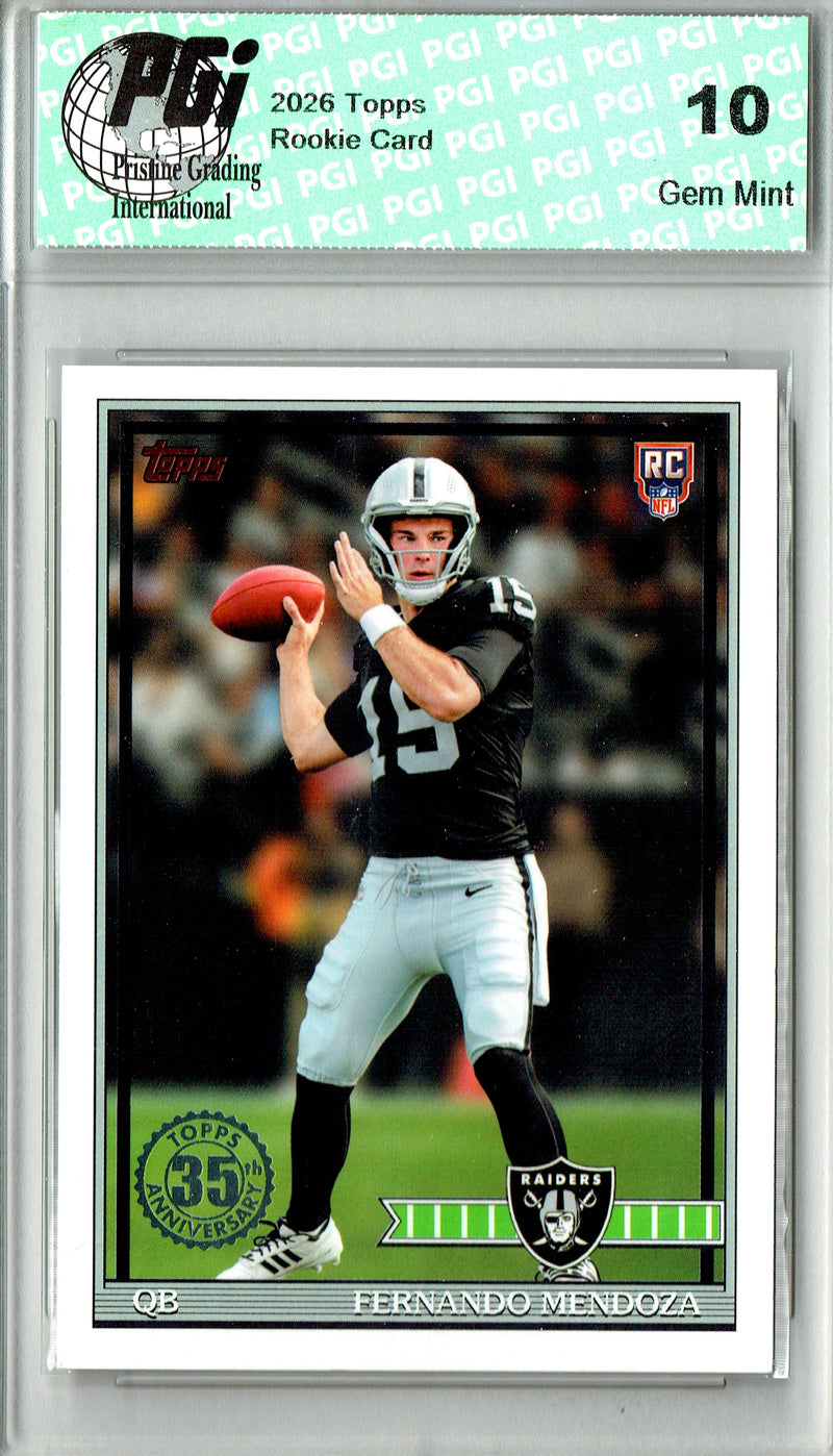 Fernando Mendoza Rookie Card 2026 Topps #91TR-1 Throwback, PGI 10, Las Vegas Raiders Football