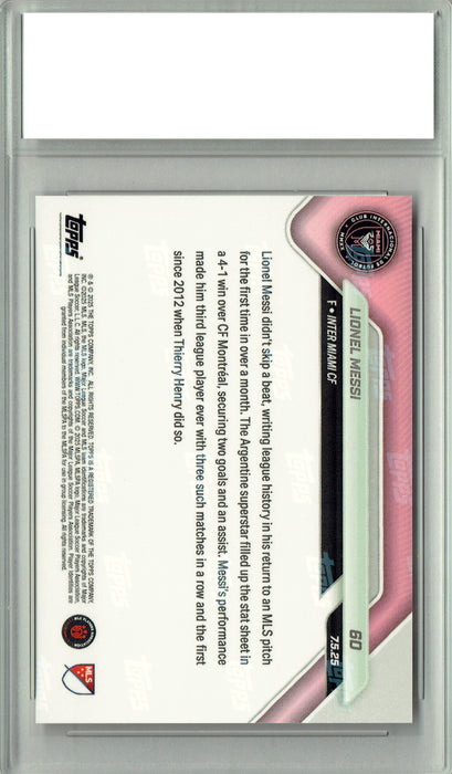 Lionel Messi 2025 Topps Now #60 MLS History Rare Trading Card PGI 10