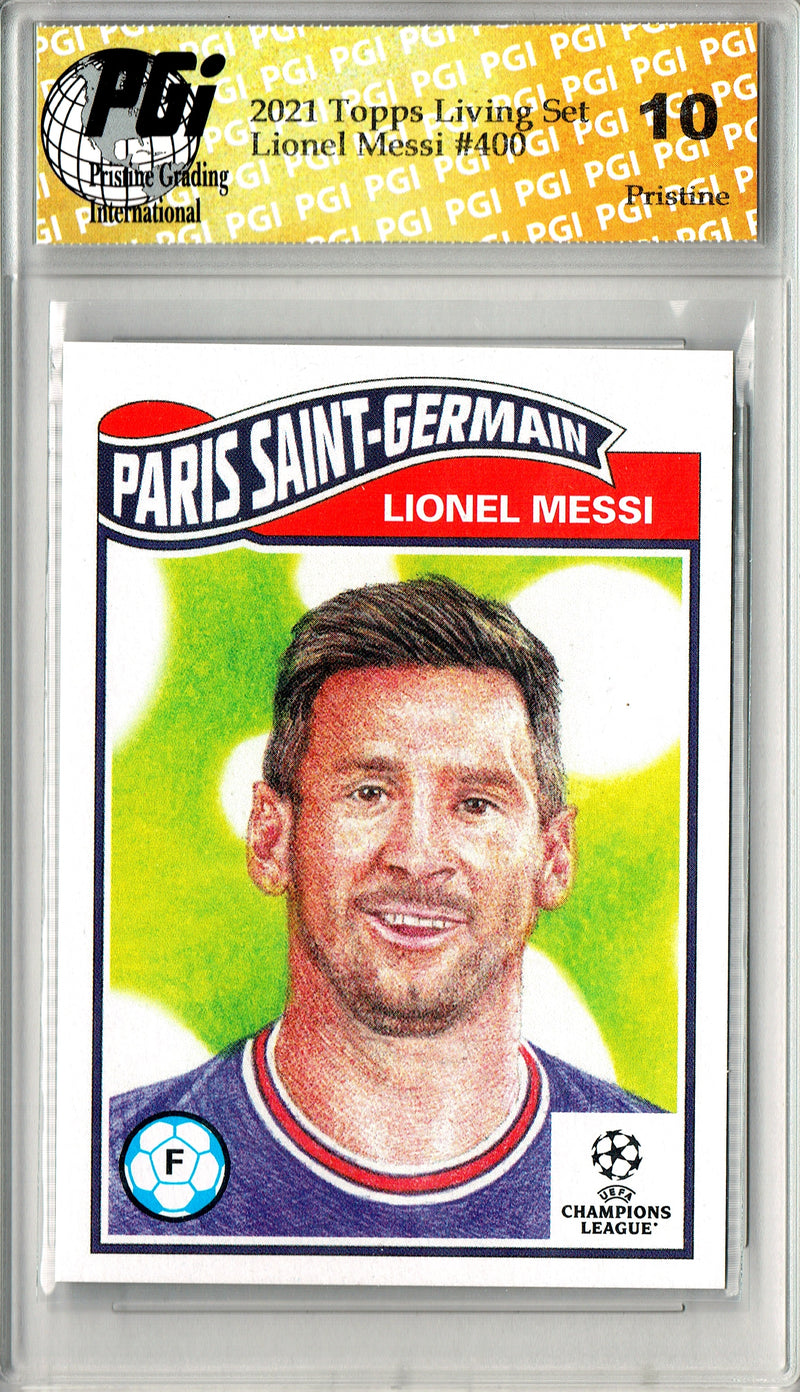 Lionel Messi 2021 Topps Living Set #400 PRISTINE Rare Trading Card PGI 10