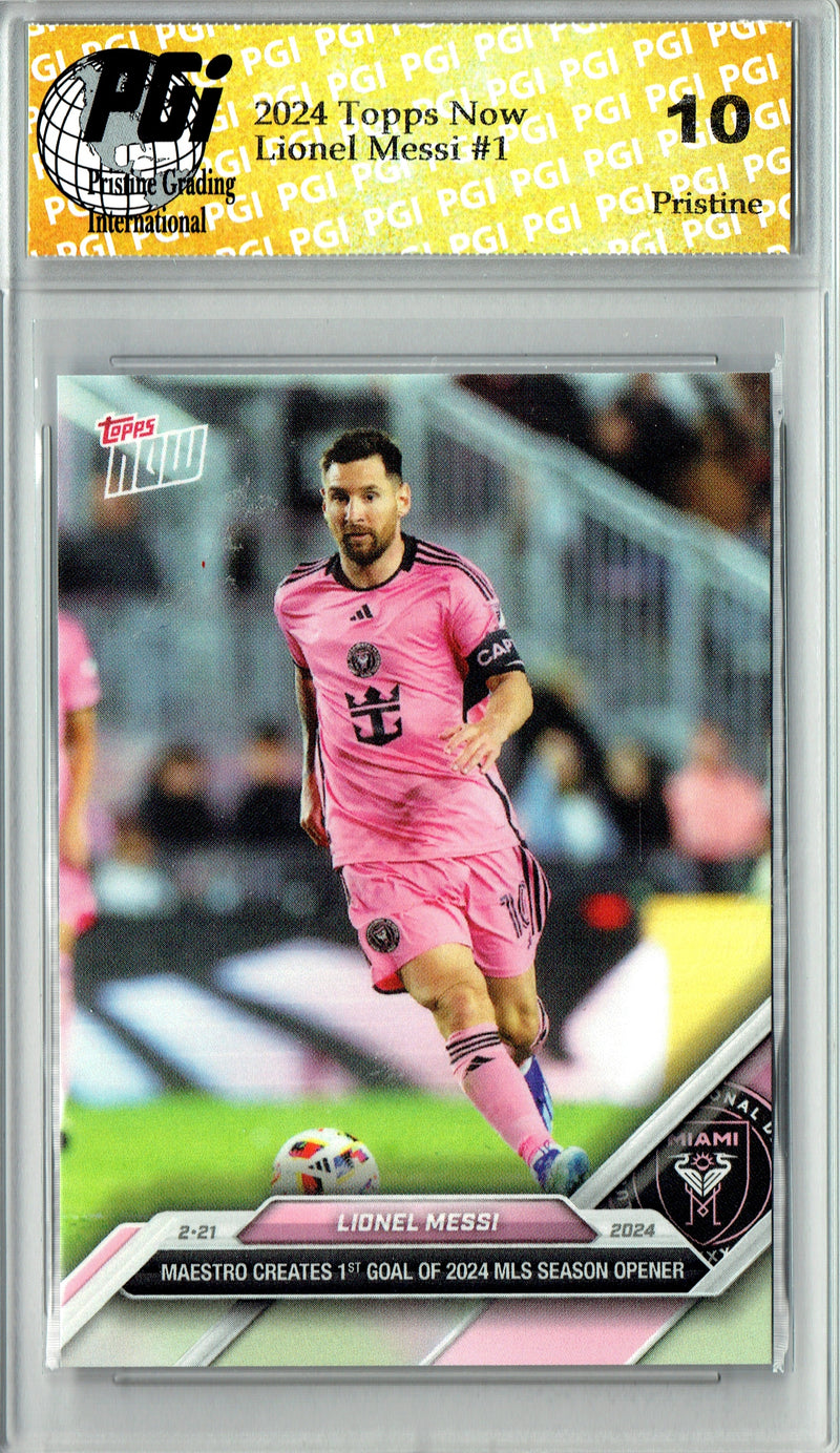 Lionel Messi 2024 Topps Now #1 PRISTINE Rare Trading Card PGI 10