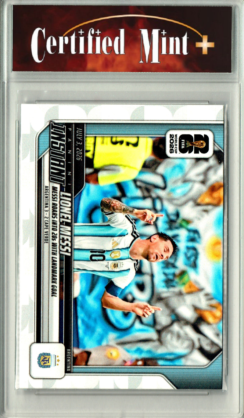 Lionel Messi Trading Card 2026 Panini Instant #196 Landmark Goal, Certified Mint+ Condition, Argentina Soccer