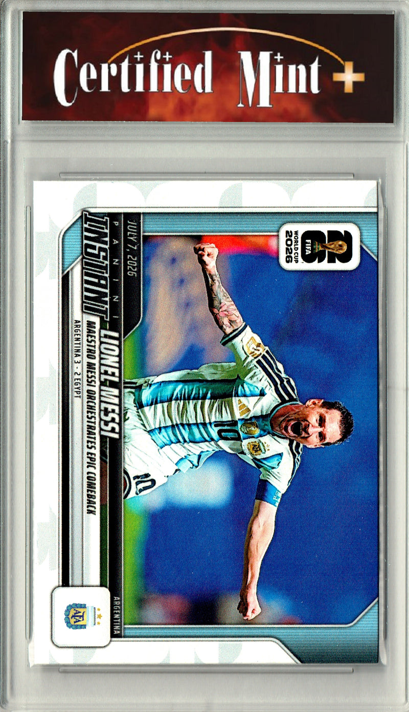 Lionel Messi Trading Card 2026 Panini Instant #217 Orchestrates Epic Comeback, Certified Mint+ Condition, Argentina Soccer