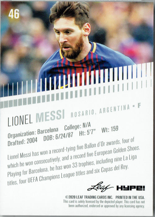 Mint Lionel Messi 2020 Leaf HYPE! #46 Only 5000 Made! Rare Soccer Card