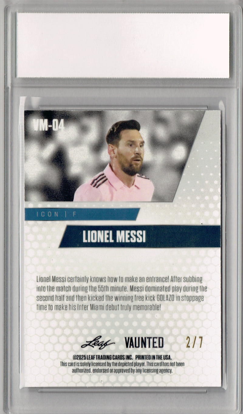 Lionel Messi 2025 Leaf Vaunted Metal #VM-04 Black 7 Made Rare Card PGI 10
