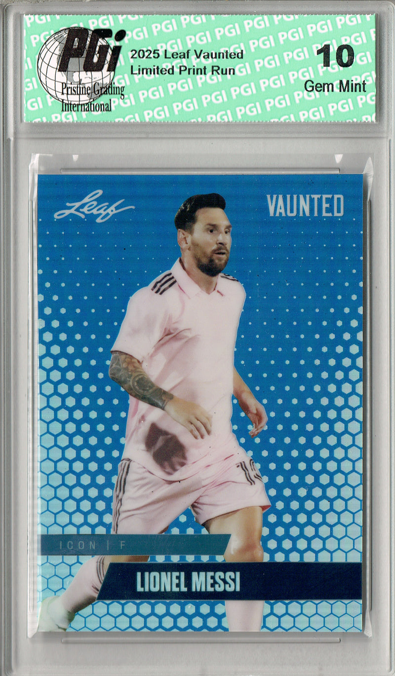 Lionel Messi 2025 Leaf Vaunted Metal #VM-04 Blue 20 Made Rare Card PGI 10