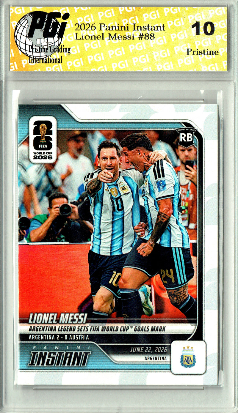 Lionel Messi Trading Card 2026 Panini Instant #88 PRISTINE, PGI 10, Argentina Soccer