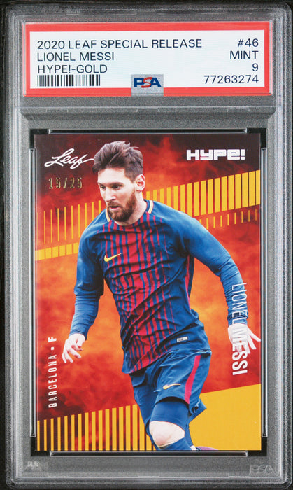 PSA 9 MINT Lionel Messi 2020 Leaf Hype #46 Rare Trading Card Gold #15/25