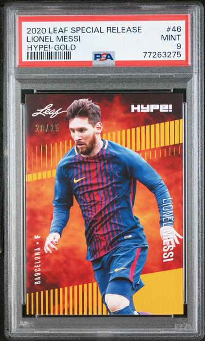 PSA 9 MINT Lionel Messi 2020 Leaf Hype #46 Rare Trading Card Gold #20/25
