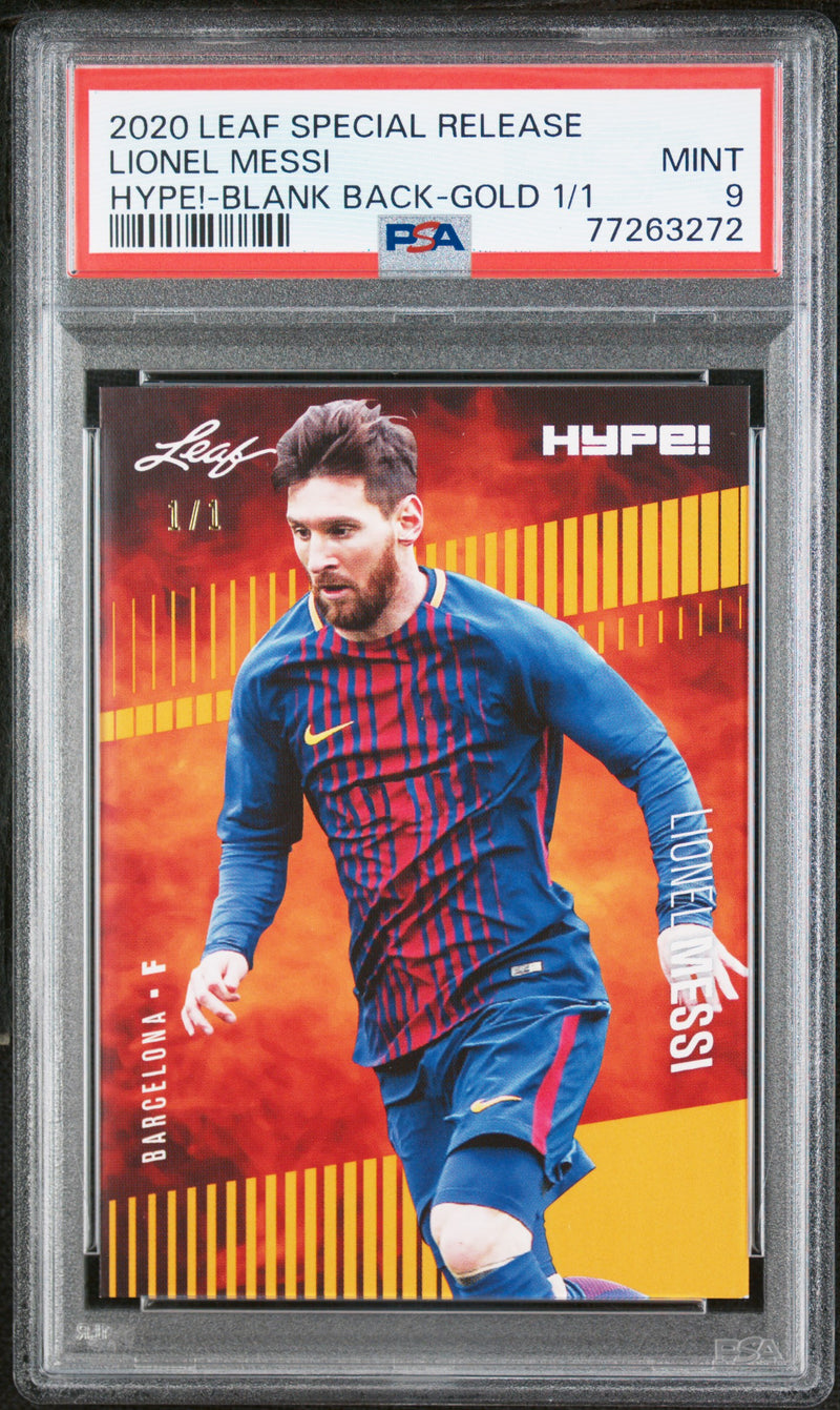 PSA 9 MINT Lionel Messi 2020 Leaf Hype #46 Rare Card Gold Blank Back #1/1